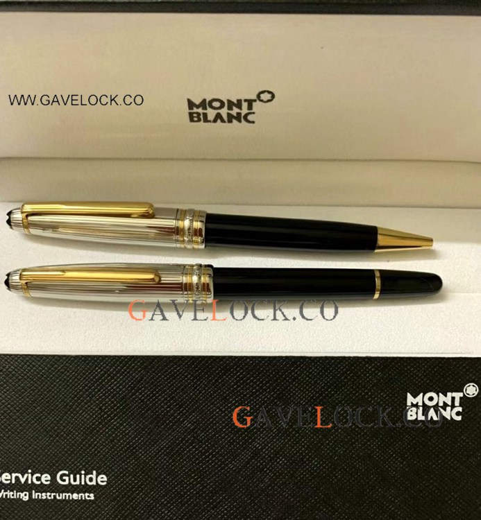 Clone Mont blanc Meisterstuck Pens Gift - Silver Gold Cap
